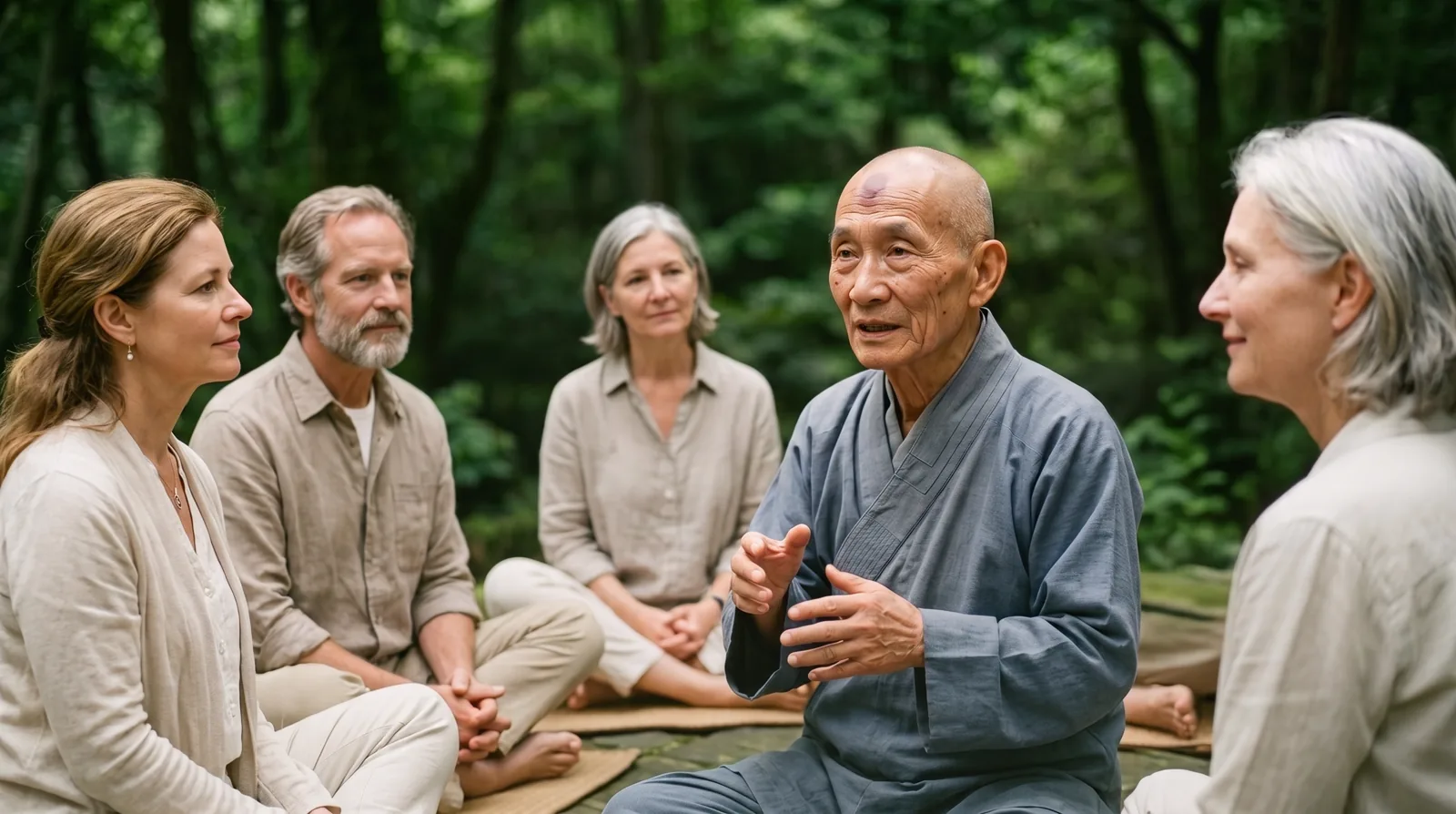 Master Dao Shen speaking with his students